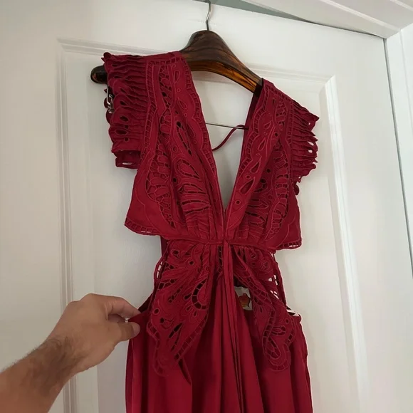 Farm Rio Red Butterfly Cut-Out Midi Dress - Picture 2 of 9